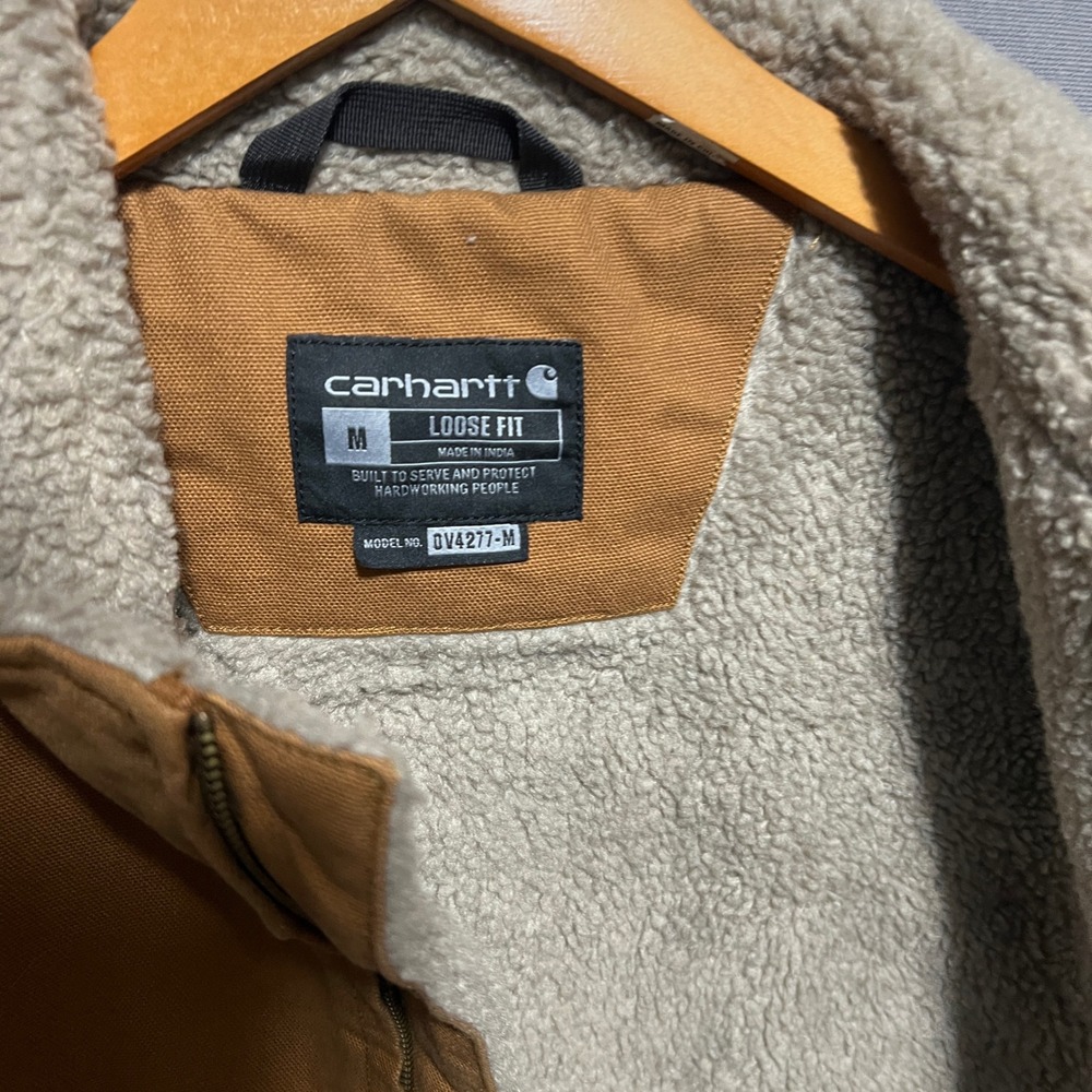 Carhartt Mens Loose Fit Washed Duck Sherpa Lined Vest Brown OV4277-M Size M - Picture 5 of 7